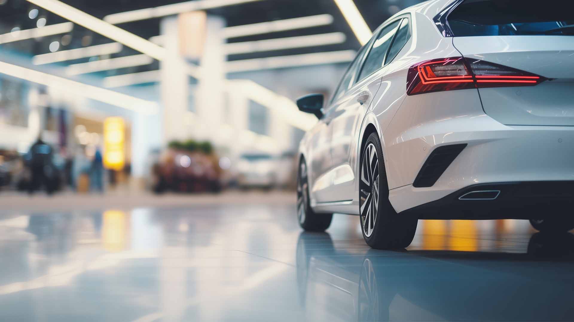 White Car In Showroom